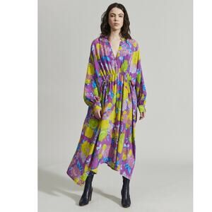 Rachel Comey Silk Retro Floral Bridge Dress Magenta Multi XS / S $714 NWOT